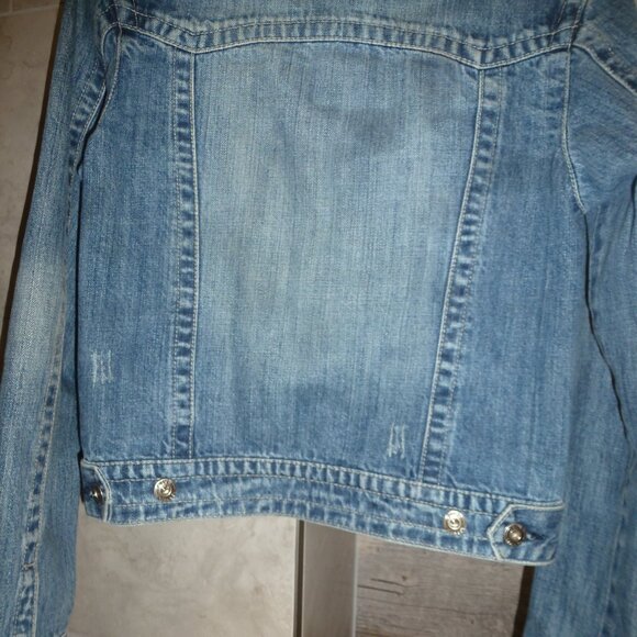 Blue Asphalt Jean Jacket Women's Size S Blue Distressed Denim Fitted Jacket - Picture 6 of 11